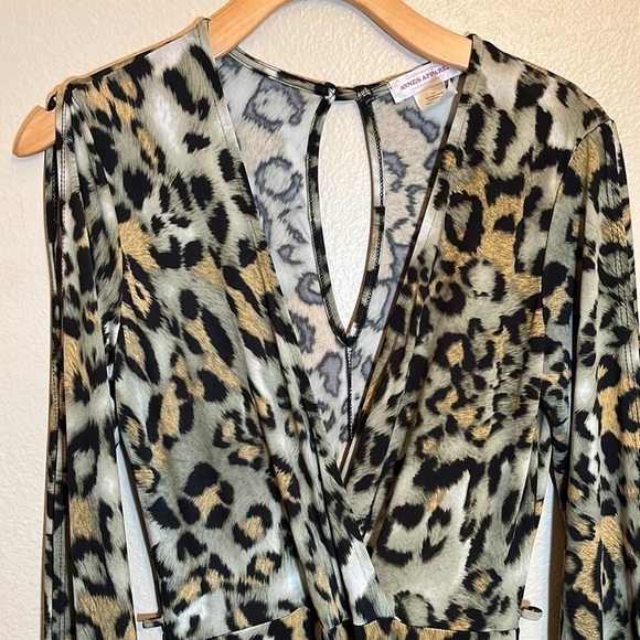 Leopard Animal Print Slit Sleeves Jumpsuit Romper - Picture 2 of 12